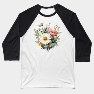 Antique Meadow Flowers Baseball T-Shirt